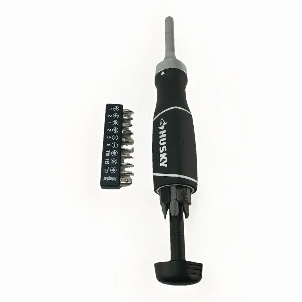 Husky Ratcheting Multi-Bit Screwdriver 10-Piece Set Magnetic Driver